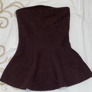 H&M Brown Textured Knit Top